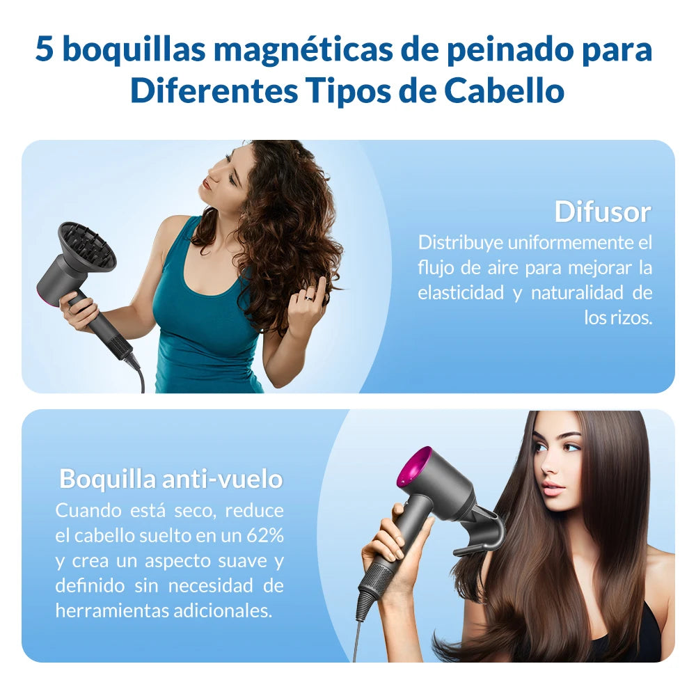 5 in 1 Electric Ionic Hair Dryer High Speed Bladeless HairDryer Negative Ion Professional 1.8M Super Leafless Hair Dryer